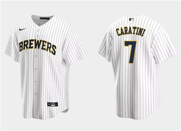 Victor Caratini Milwaukee Brewers white jersey