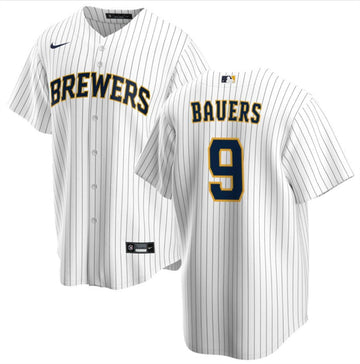 Jake Bauers Milwaukee Brewers white jersey