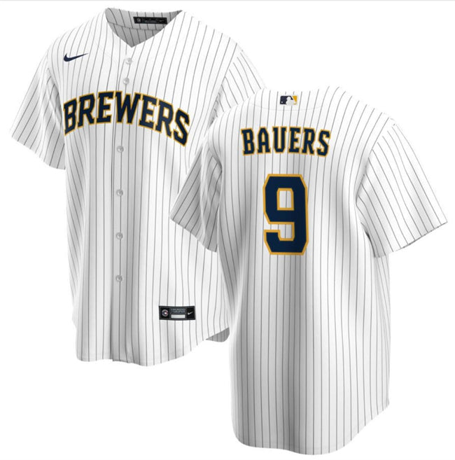 Jake Bauers Milwaukee Brewers white jersey