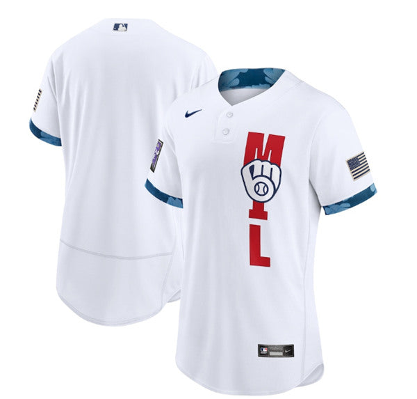 Custom Milwaukee Brewers white All-Star jersey