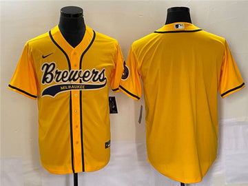 Custom Milwaukee Brewers yellow jersey