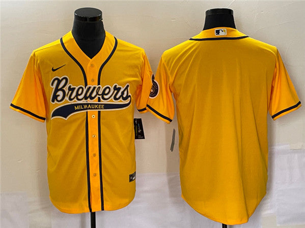 Custom Milwaukee Brewers yellow jersey