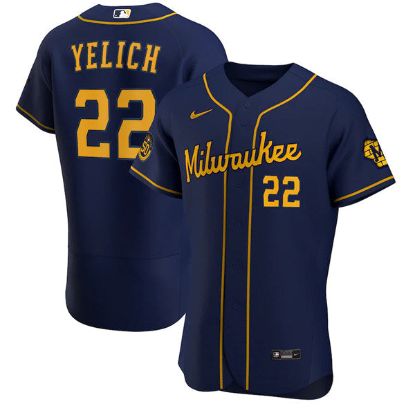 Christian Yelich Milwaukee Brewers navy Alternate jersey