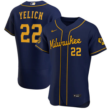Christian Yelich Milwaukee Brewers navy Alternate jersey