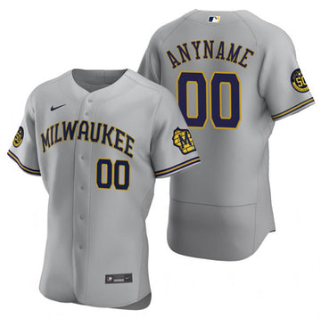 Custom Milwaukee Brewers gray jersey