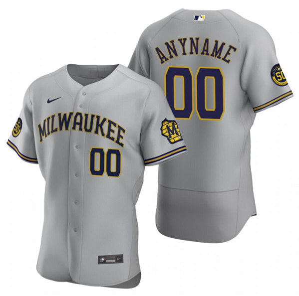 Custom Milwaukee Brewers gray jersey