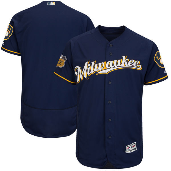 Majestic Milwaukee Brewers navy Authentic jersey