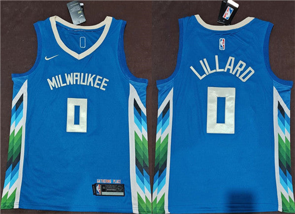 Damian Lillard Milwaukee Bucks blue City Edition jersey
