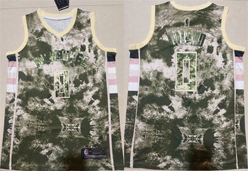 Damian Lillard Milwaukee Bucks green-white jersey