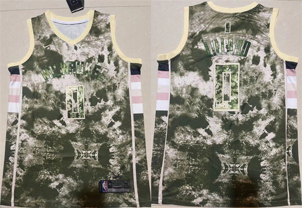 Damian Lillard Milwaukee Bucks green-white jersey