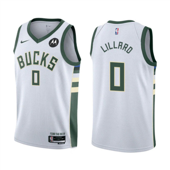 Damian Lillard Milwaukee Bucks white jersey