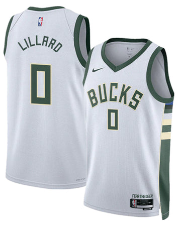 Damian Lillard Milwaukee Bucks white jersey