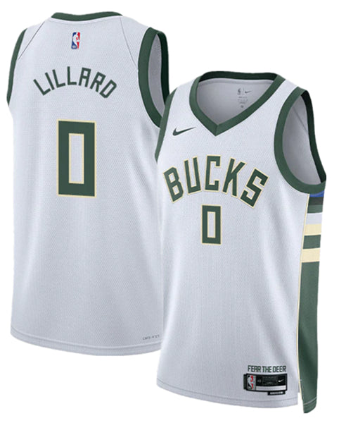 Damian Lillard Milwaukee Bucks white jersey