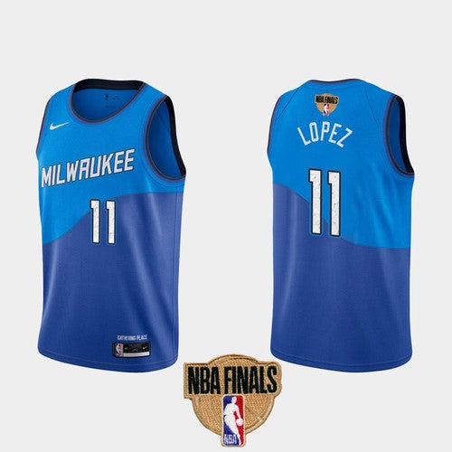 Brook Lopez Milwaukee Bucks blue City Edition jersey