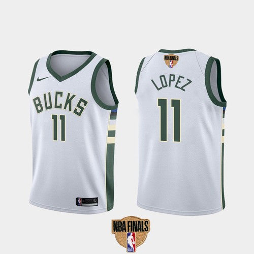 Brook Lopez Milwaukee Bucks white jersey