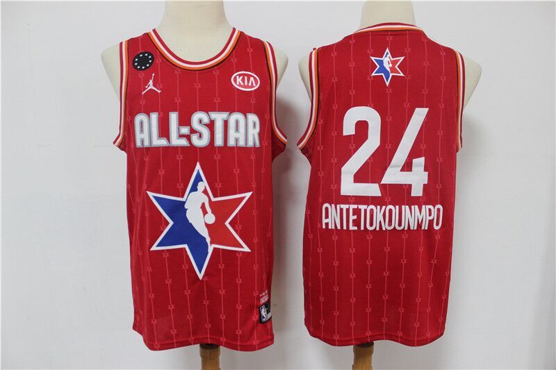 Giannis Antetokounmpo Milwaukee Bucks red All-Star jersey