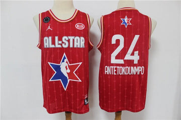Giannis Antetokounmpo Milwaukee Bucks red All-Star jersey