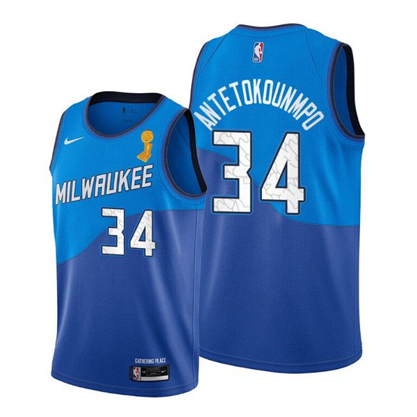 Giannis Antetokounmpo Milwaukee Bucks blue jersey