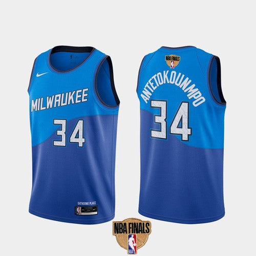 Giannis Antetokounmpo Milwaukee Bucks blue City Edition jersey