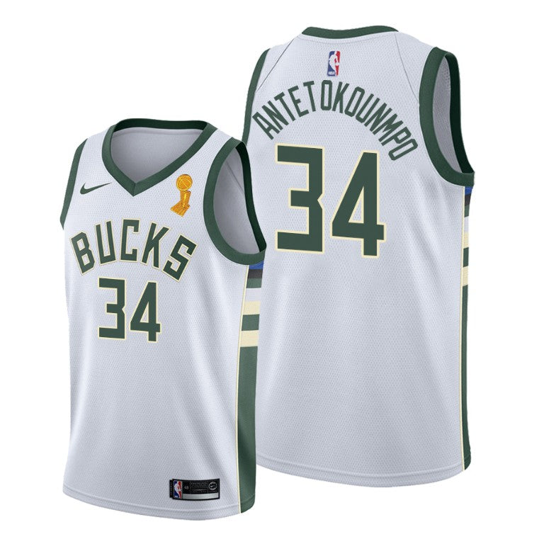Giannis Antetokounmpo Milwaukee Bucks white jersey