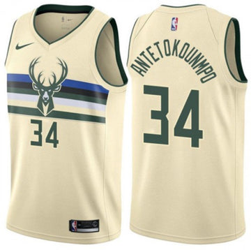 Giannis Antetokounmpo Milwaukee Bucks cream City Edition jersey