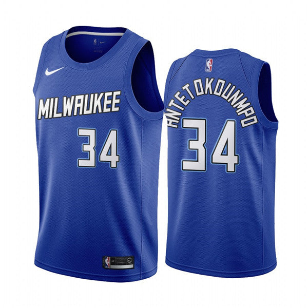 Giannis Antetokounmpo Milwaukee Bucks navy City Edition jersey