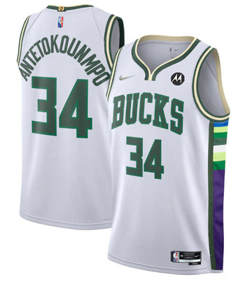 Giannis Antetokounmpo Milwaukee Bucks white City Edition jersey