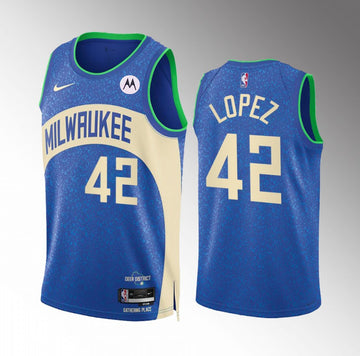 Robin Lopez Milwaukee Bucks blue City Edition jersey