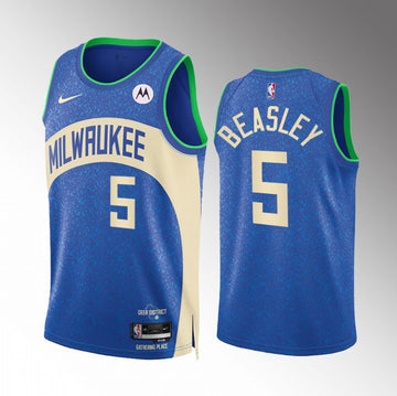 Malik Beasley Milwaukee Bucks blue City Edition jersey