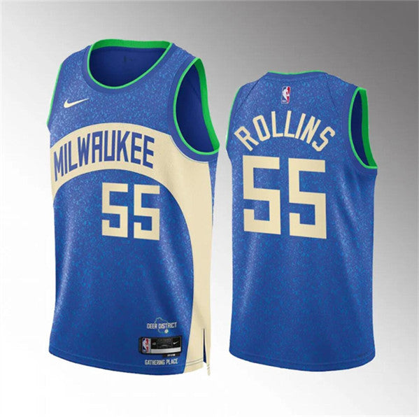 Ryan Rollins Milwaukee Bucks blue City Edition jersey