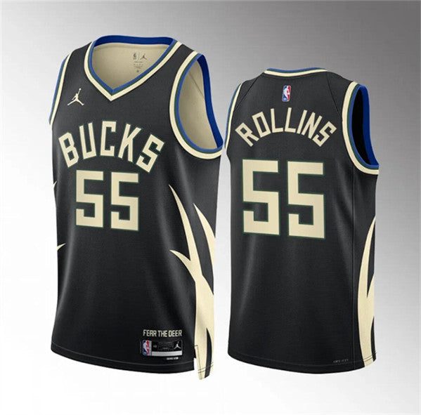 Ryan Rollins Milwaukee Bucks black jersey
