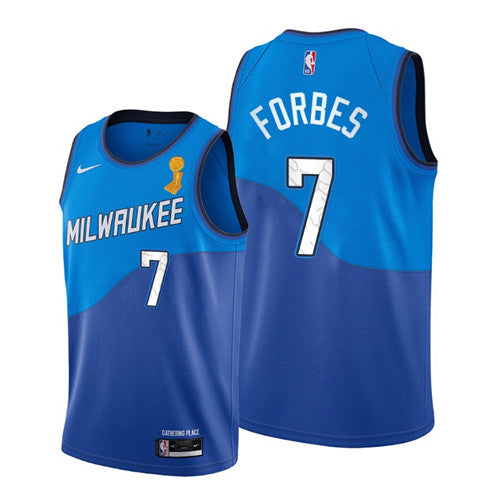 Bryn Forbes Milwaukee Bucks blue City Edition jersey