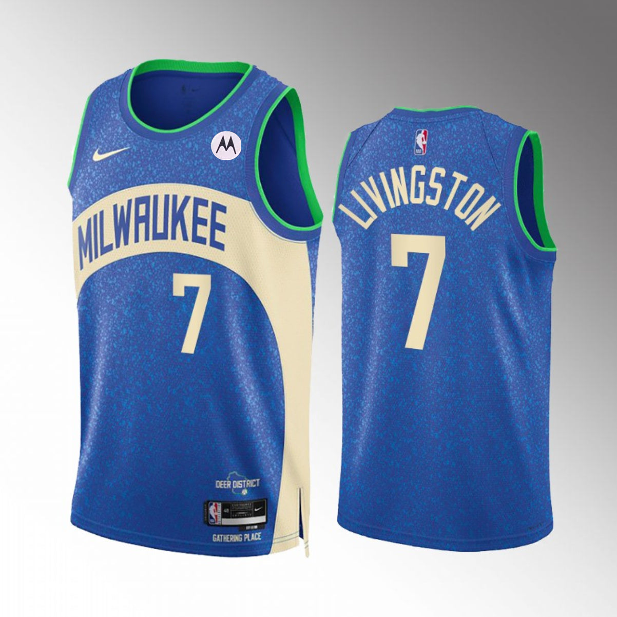 Chris Livingston Milwaukee Bucks blue City Edition jersey
