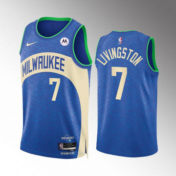 Chris Livingston Milwaukee Bucks blue City Edition jersey