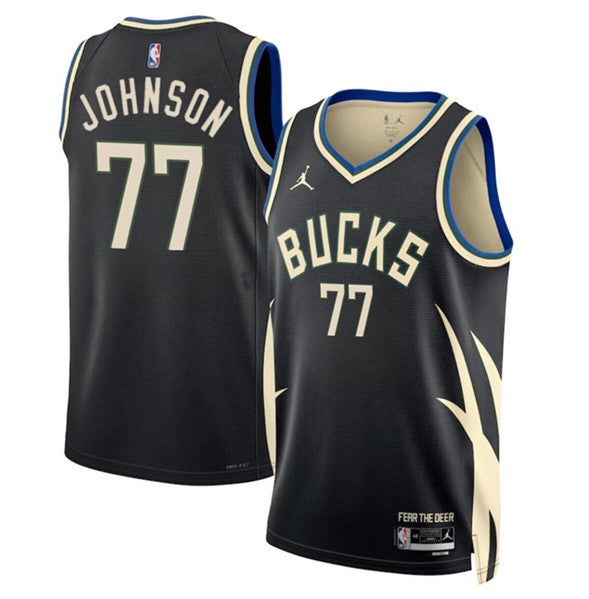AJ Johnson Milwaukee Bucks black jersey