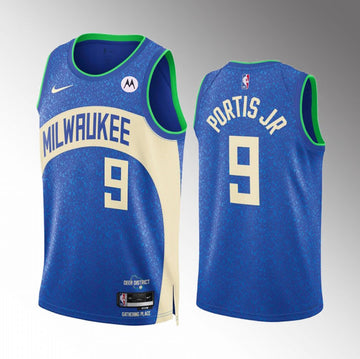 Bobby Portis Milwaukee Bucks blue City Edition jersey