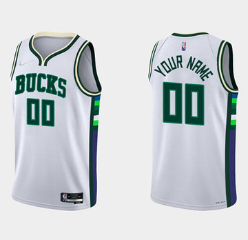 Custom Milwaukee Bucks white jersey