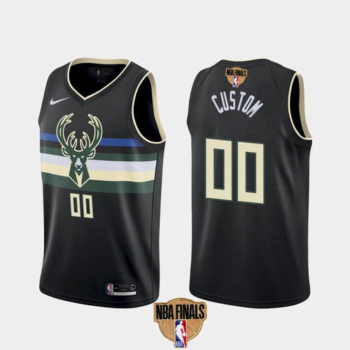 Custom Milwaukee Bucks black jersey