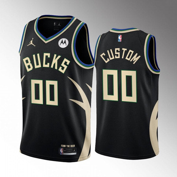Custom Milwaukee Bucks black jersey