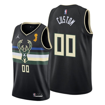 Custom Milwaukee Bucks black jersey