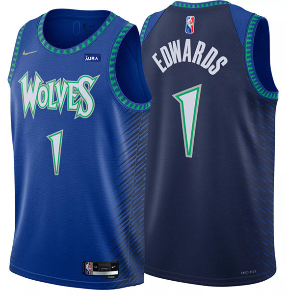 Anthony Edwards Minnesota Timberwolves blue City Edition jersey