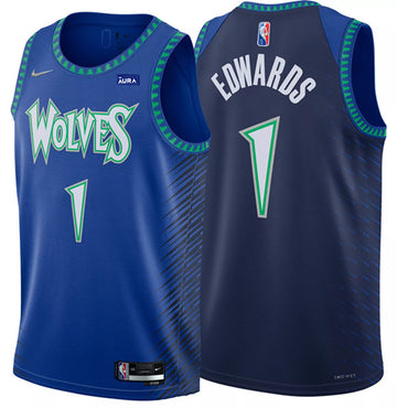 Anthony Edwards Minnesota Timberwolves blue City Edition jersey