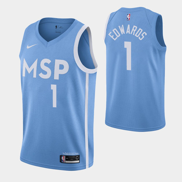 Anthony Edwards Minnesota Timberwolves blue jersey