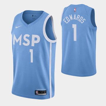 Anthony Edwards Minnesota Timberwolves blue jersey
