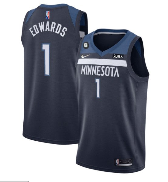Anthony Edwards Minnesota Timberwolves navy jersey