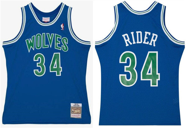 Isaiah Rider Jr Minnesota Timberwolves blue Throwback jersey