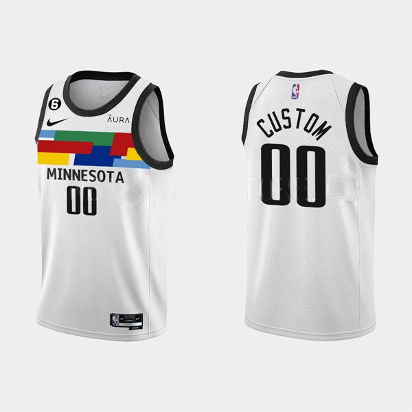 Custom Minnesota Timberwolves white City Edition jersey