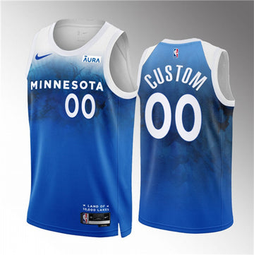Custom Minnesota Timberwolves blue City Edition jersey