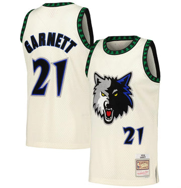 Custom Minnesota Timberwolves cream Throwback jersey