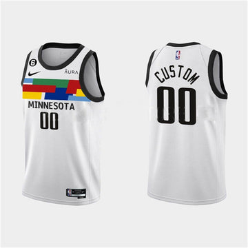 Custom Minnesota Timberwolves white City Edition jersey